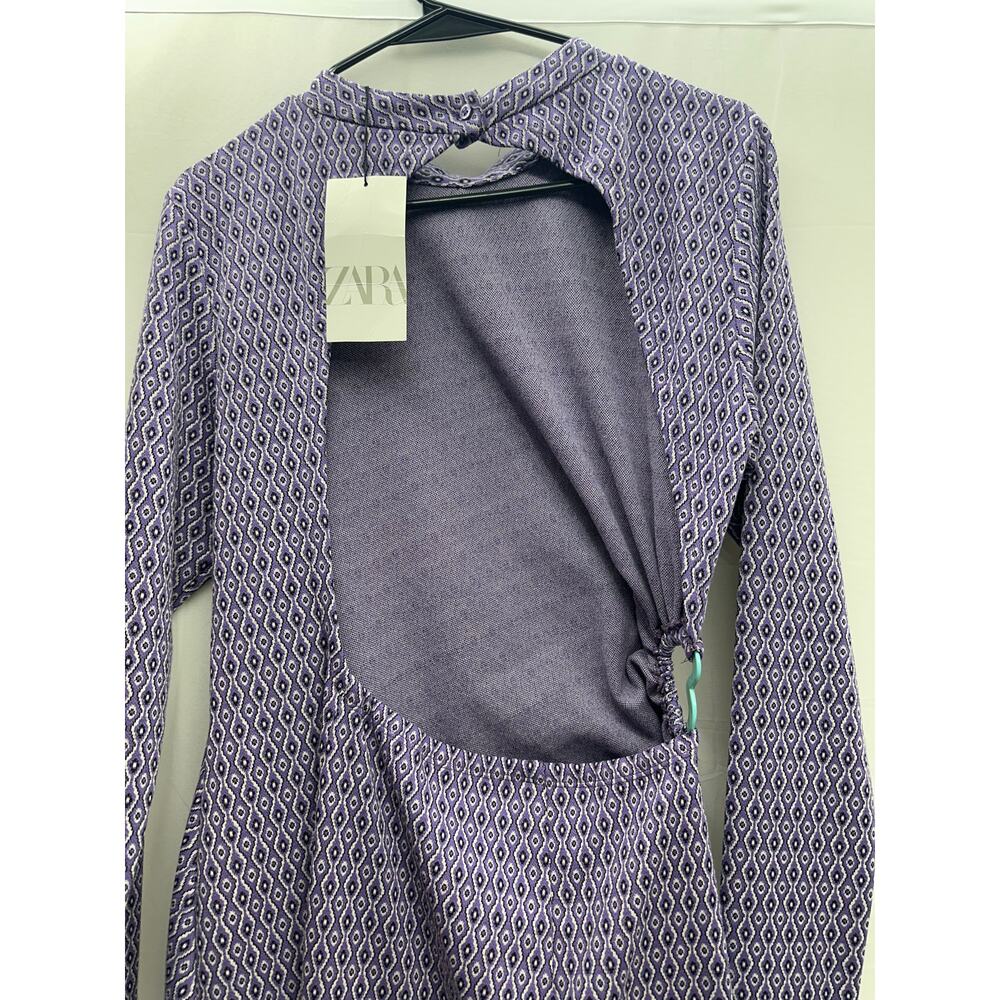 Zara Purple Geometric Midi Dress - Picture 5 of 5
